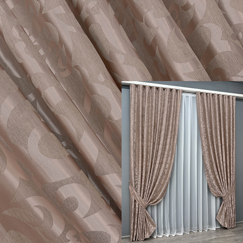 Комплект готових штор VR-Textil Жакард Вензель № 090ш Пудровий 150х270 см 2 шт (30-013) Київ - фото 17