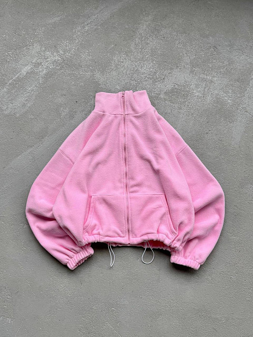 Жіноча повсякденна флісова оверсайз зіпка з кулісками двосторонній полар фліс Одеса - фото 1