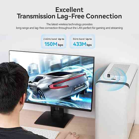 Wi-Fi адаптер перехідник Vention USB дводіапазонний 2.4G / 5G, колір чорний KDSB0 Одеса