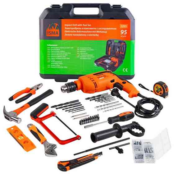 Дриль із набором інструментів 95 предметів (220V,750W,0-2900об/хв), в кейсі IS-1095 Одеса