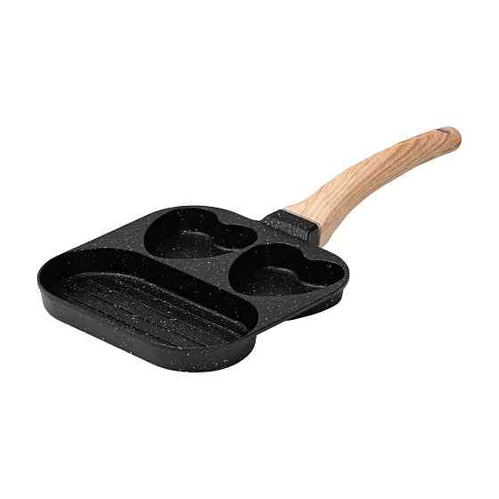 Сковорода квадратна порційна на 3 секції з антипригарним покриттям для всіх плит чорна HP39569B Коломия