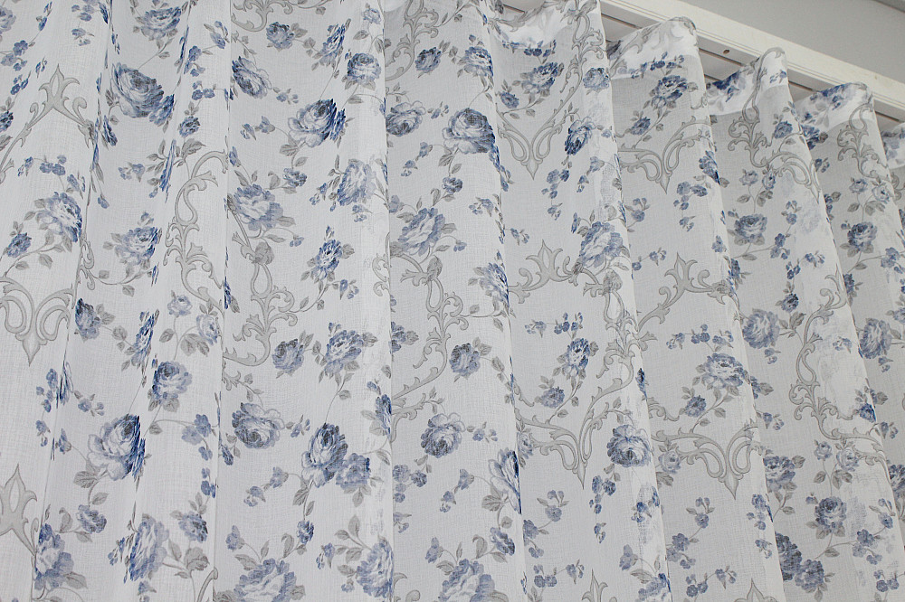 Тюль VR-Textil 416т Flora Батист Білий з сіро-блакитним 500х270 см (42-0828) Київ - фото 7