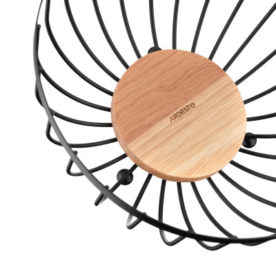 Фруктовниця Ardesto Midori 25х25х13см, метал, дерево, чорний (AR0904B) Вінниця - фото 4