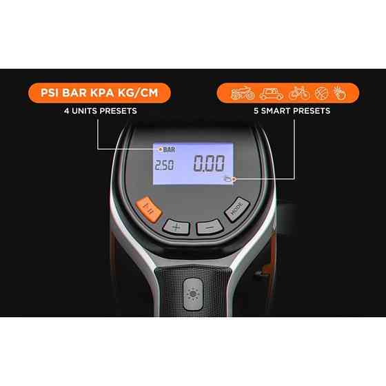 Компрессор воздушный аккумуляторный Litheli с фонарем питание от павербанка Litheli 20000mAh 45W 2А Киев