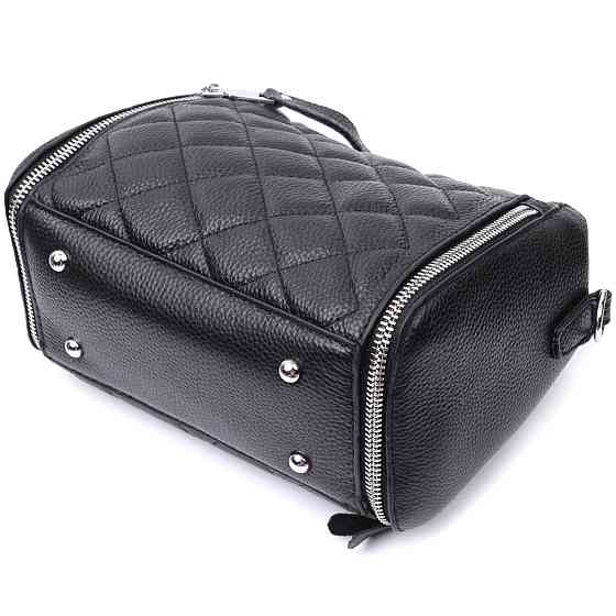 Трендовая сумка для женщин в ромбы из натуральной кожи Vintage 22667 Черная Киев