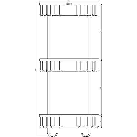 Поличка в душову SS8477-кутова Потрійна НЕРЖ-SUS304-(200*200*600мм)-(Globus Lux) Киев