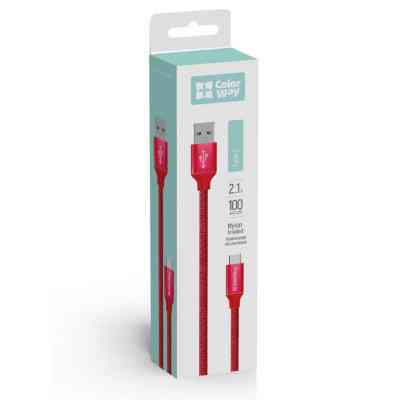 Дата кабель Кабель Colorway USB - Type-C 2.1А 1м червоний ColorWay (CW-CBUC003-RD) Винница