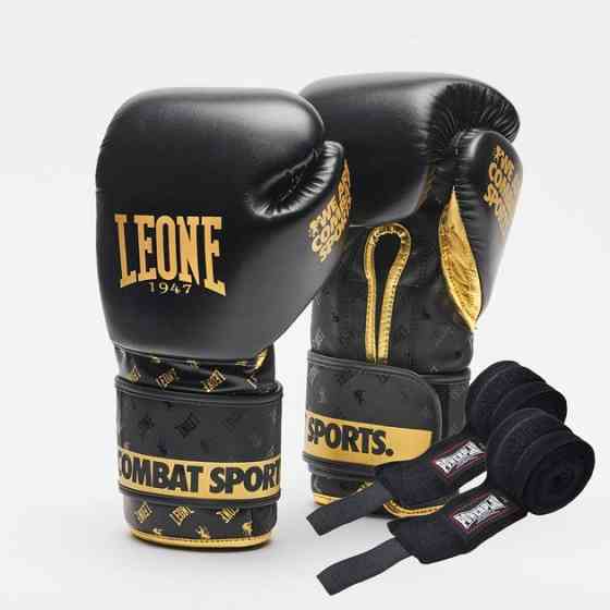 Боксерські рукавиці Leone GN220 DNA Black 12 унцій (бинти 4 м. в комплекті) Каменское