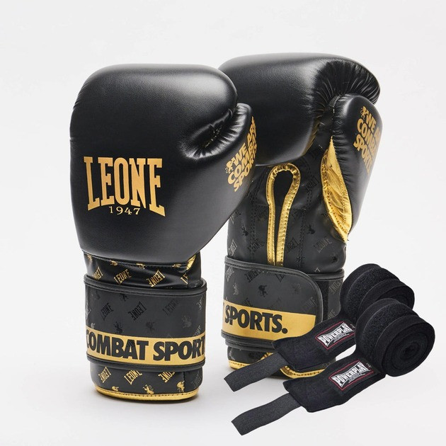 Боксерські рукавиці Leone GN220 DNA Black 12 унцій (бинти 4 м. в комплекті) Кам'янське - фото 1