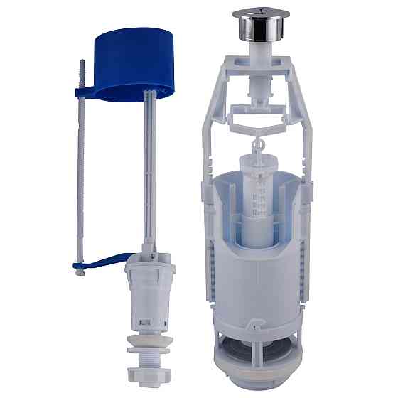 Набор для бачка унитаза OPTIMUM ниж подв пласт 1/2″ и двойным реж слива и хром кнопкою OPTI 0810 Киев