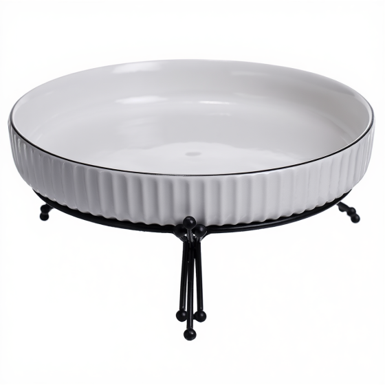 Фруктовниця порцелянова на металевій підставці 22.5 см Чорний LB-1571B SBR Київ