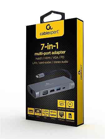 Док-станція Cablexpert USB-C 7-в-1 (A-CM-COMBO7-01) ( Сірий ) Харків
