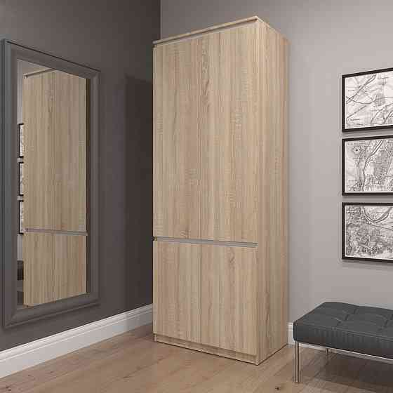 Шафа для одягу VAYS R-10 Дуб Сонома-Білі планки, з полицями та штангою, без ручок, ЛДСП, 80×50×211 см - для спальні, вітальні, передпокою Львів