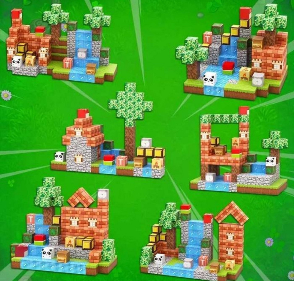 Магнітний конструктор Minecraft 150 кубиків + 4 фігурки. Київ - фото 2