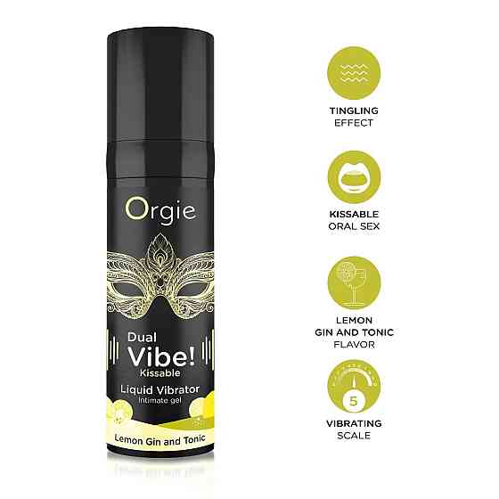 Рідкий вібратор Orgie Dual Vibe! Lemon Gin And Tonic Kissable Liquid Vibrator, 15 мл Sex Aura Київ