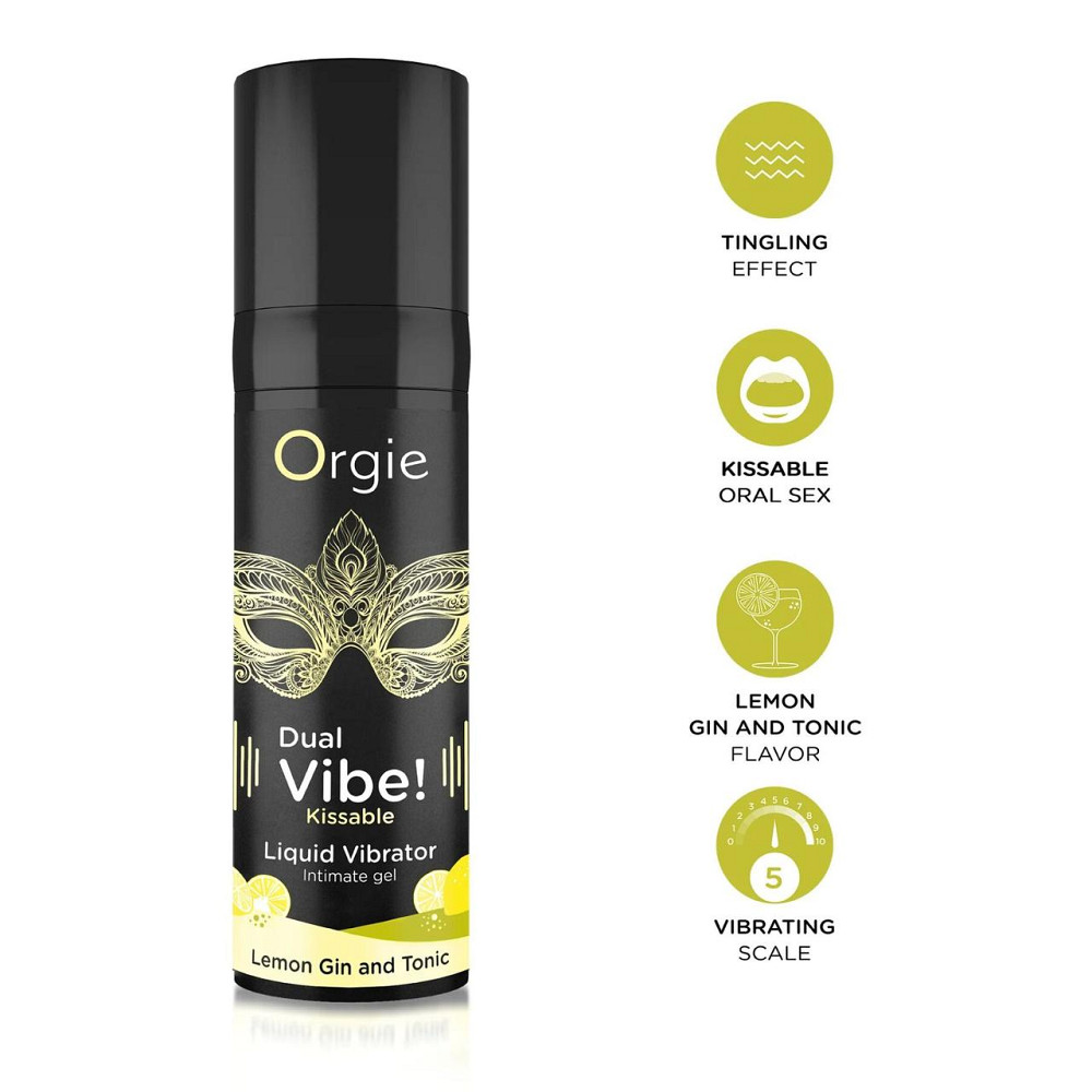 Рідкий вібратор Orgie Dual Vibe! Lemon Gin And Tonic Kissable Liquid Vibrator, 15 мл Sex Aura Київ - фото 3