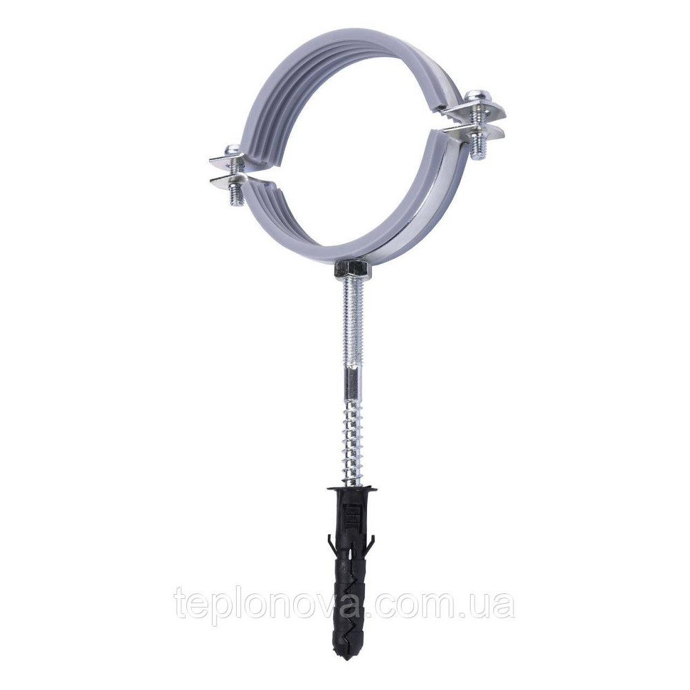 Хомут у зборі CR 2 1/2" (70-80 мм) з гвинтом-шурупом 8*100 і дюбелем у уп., сірий Чернівці - фото 3