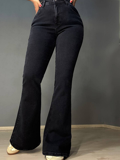 Джинсы женские Sherocco 7032 клеш от колена высокая посадка стрейчевые черные, черный, 33, 33, 86 см, 116 см Киев - изображение 11