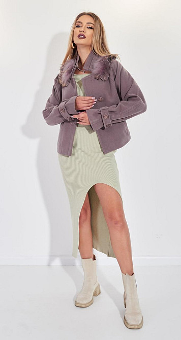 Укорочене пальто з натуральним хутром (42) Київ - фото 4