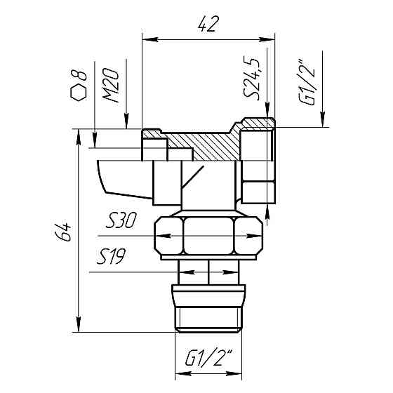 Кран радіаторний кутовий Q PROFESSIONAL 1/2″ NV-QP5017 під термоголовку з ущільнювачем (000023581) Київ
