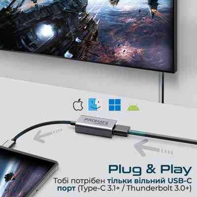 Переходник USB-C to HDMI 4K30Hz grey Promate (medialink-h1.grey) Винница
