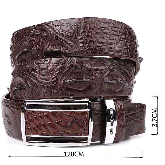 Ремень-автомат CROCODILE LEATHER 18240 из натуральной кожи крокодила Коричневый Киев