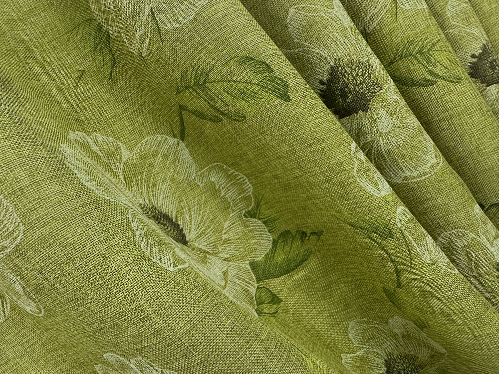 Комплект штор VR-Textil Лен Прованс 100х270 2шт и Тюль 300х270 2077ш-1264т Оливковый с белым 71-210/1 Киев - изображение 5