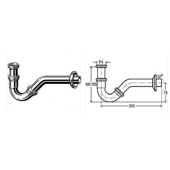 Сифон для бІде VIEGA 1 1/4″х1 1/4″ хром трубний 103781 (000000822) Київ