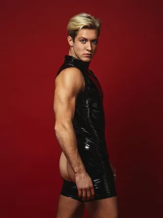 Комбідрес чоловічий лакований «Розпусний Джо» D&A, чорний, XS/S, відкриті сідниці, зручні блискавки Львов