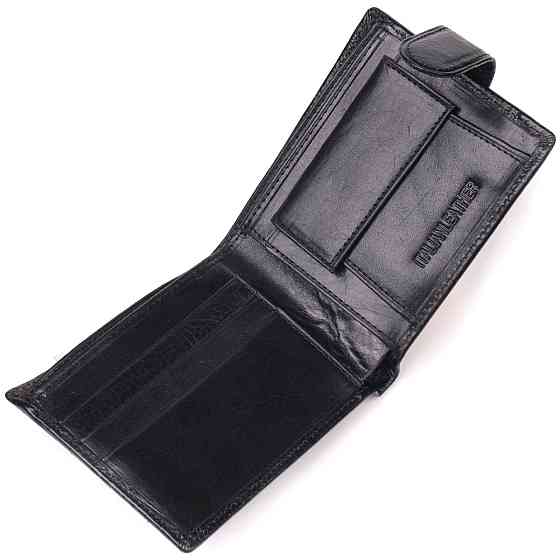 Мужской бумажник из натуральной гладкой кожи в два сложения ST Leather 19409 Черный Киев