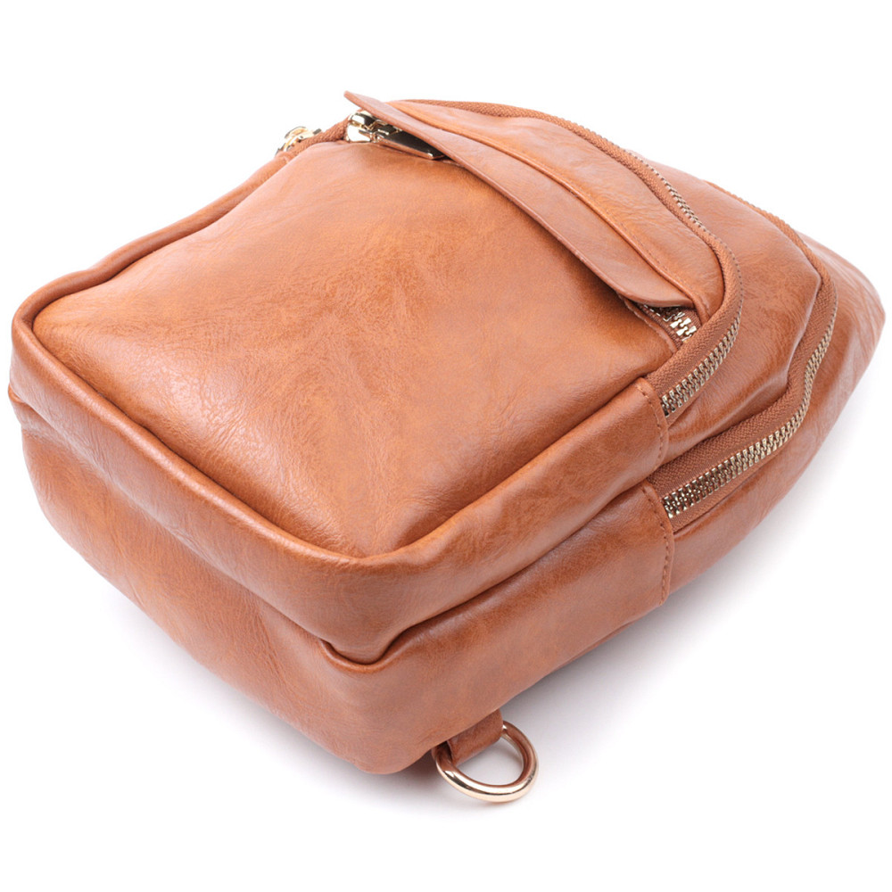 Невелика жіноча сумка з однією лямкою через плече з гладкої екошкіри Vintage 22767 Рудий Київ - фото 6