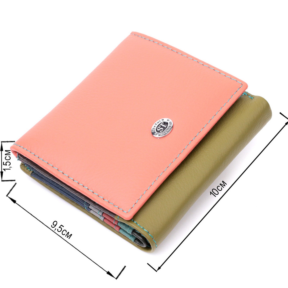 Модний жіночий гаманець з оригінальною монетницею з натуральної шкіри ST Leather 19511 Різнокольоровий Київ - фото 8