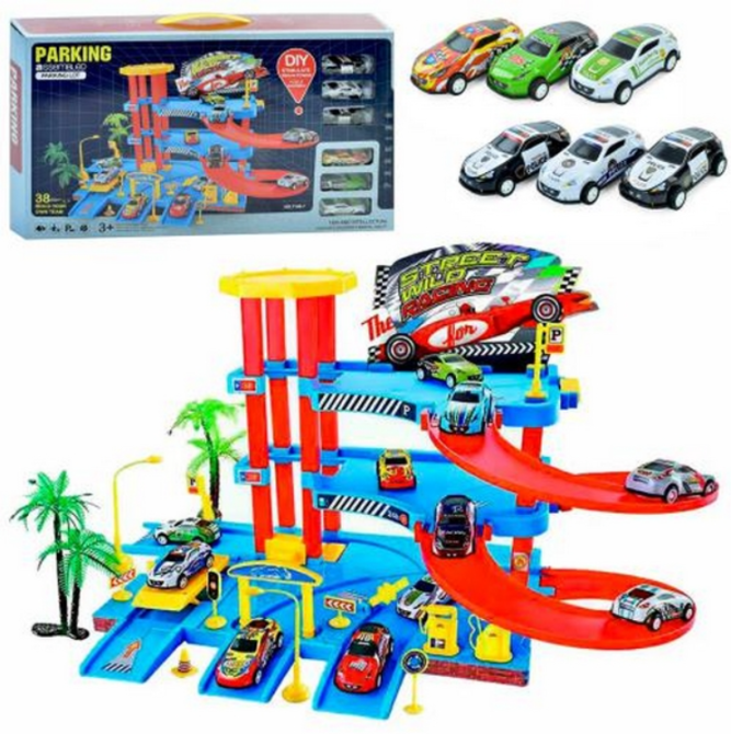 Гараж паркування 3 поверхи 6 шт машинок дорожні знаки (7158-7) Чернігів - фото 1