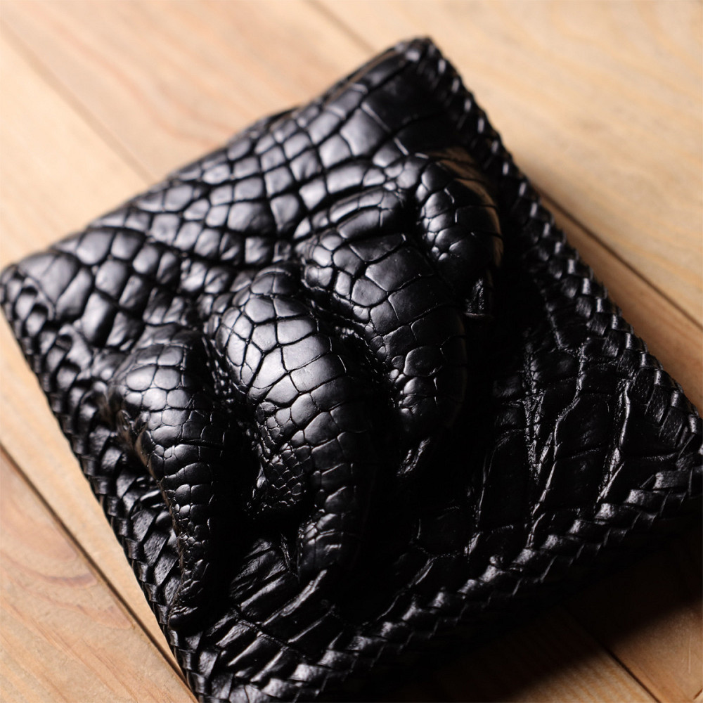 Портмоне CROCODILE LEATHER 18004 з натуральної шкіри крокодила Чорне Київ - фото 1