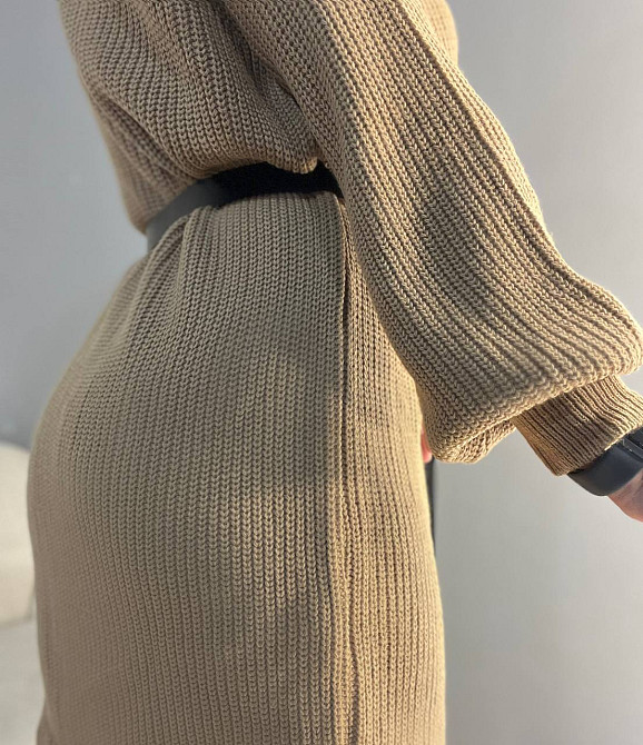 Платье женское Mix Ray 6641 свитер оверсайз средняя длина высокий ворот крупная вязка one size, карамель, one size Киев - изображение 13