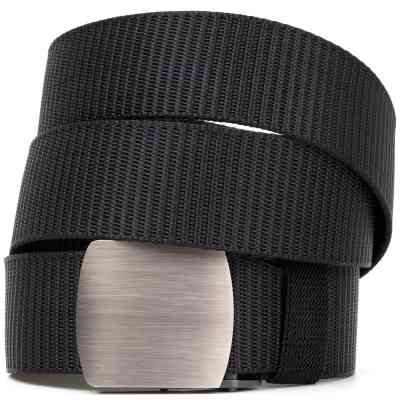 Ремень Vintage Текстильный с серебристой пряжкой Черный (20541) Винница