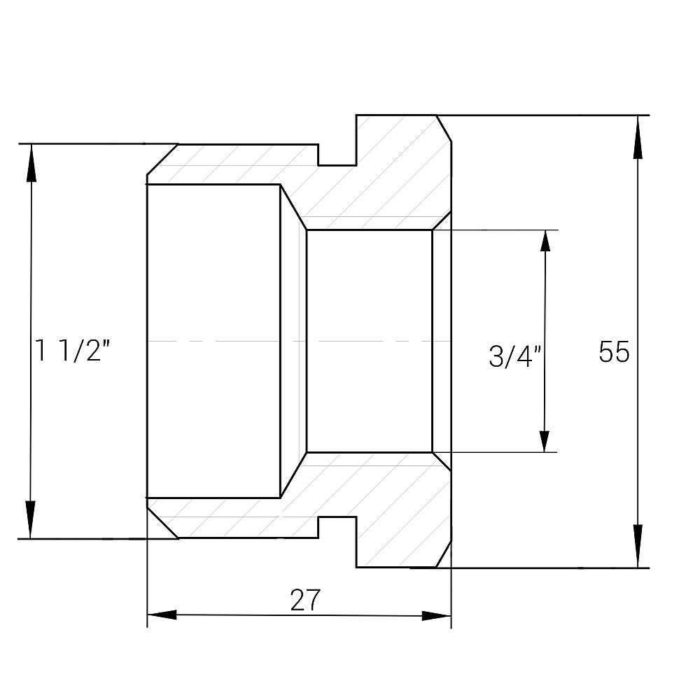 Футорка 1 1/2″х 3/4″ЗВ латунна А0753А Киев - изображение 2