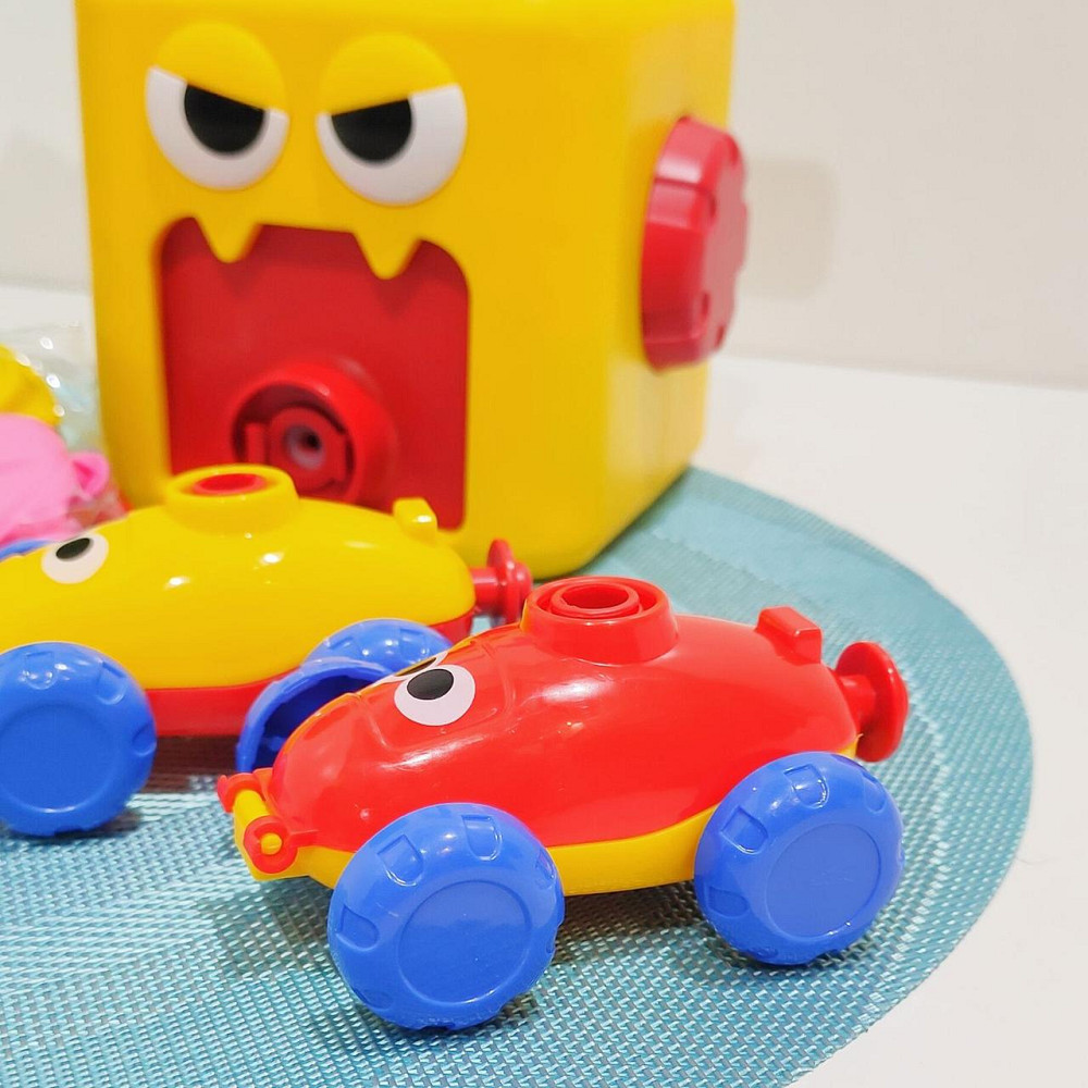 Установка з повітряними кульками Монстрік 2 машинки пакетик з кульками механічний принцип запускник Жовта (KB 133) Чернігів - фото 3