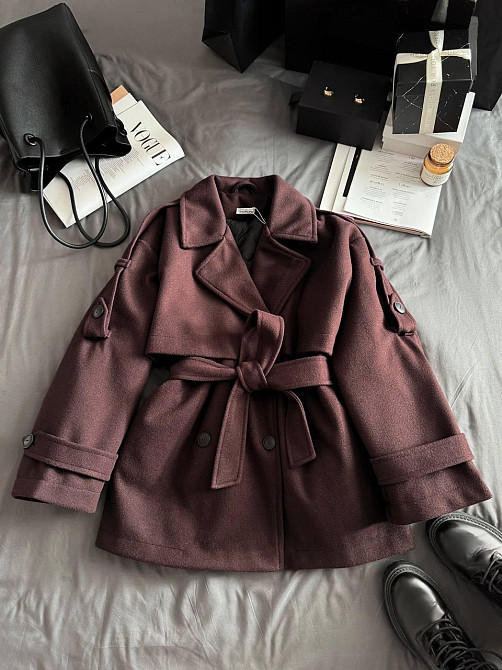 Женское короткое утепленное пальто оверсайз 42-46 Шоколад Одесса - изображение 7