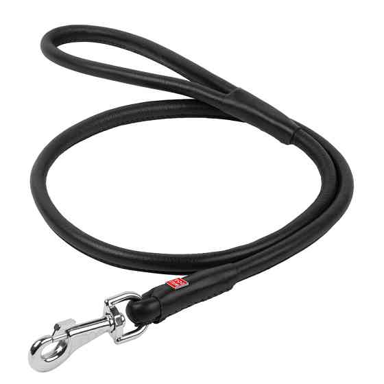 Повідець для собак шкіряний WAUDOG Glamour круглий, Д 13 мм, Дов 122 см чорний Коломия