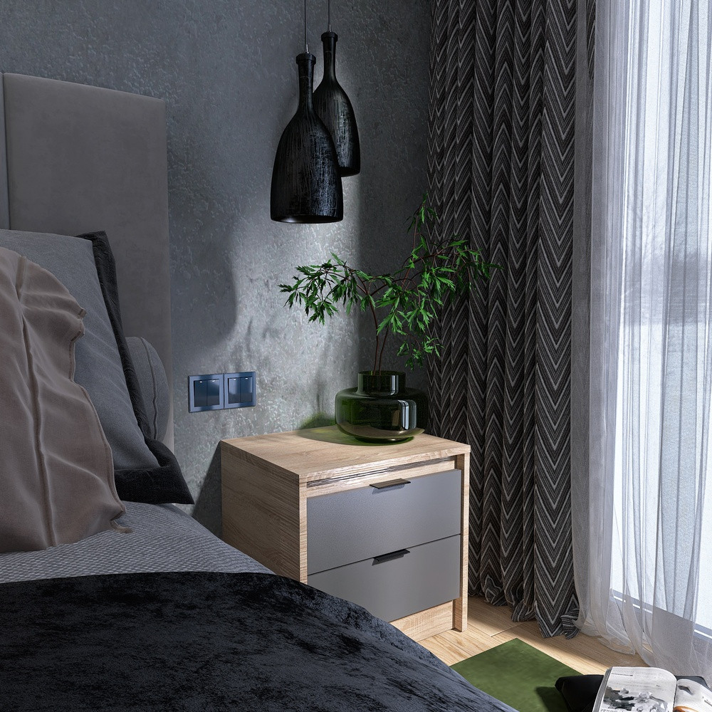 Тумба приліжкова Еверест Сіті-450 45,2х38х44,2 см Дуб сонома/Графіт (DTM-071089) Львів - фото 3