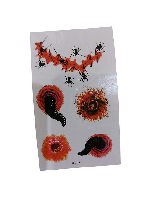 Тату Хелловін наклейки павуки та рани 10 на 6 см червоний Київ - фото 1