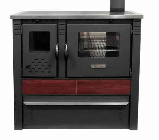 Піч-кухня на дровах Pro-Thermo Panonia червона з духовкою та варильною поверхнею 10 кВт до 80 м2 опалювально-варильна піч Сербія Київ