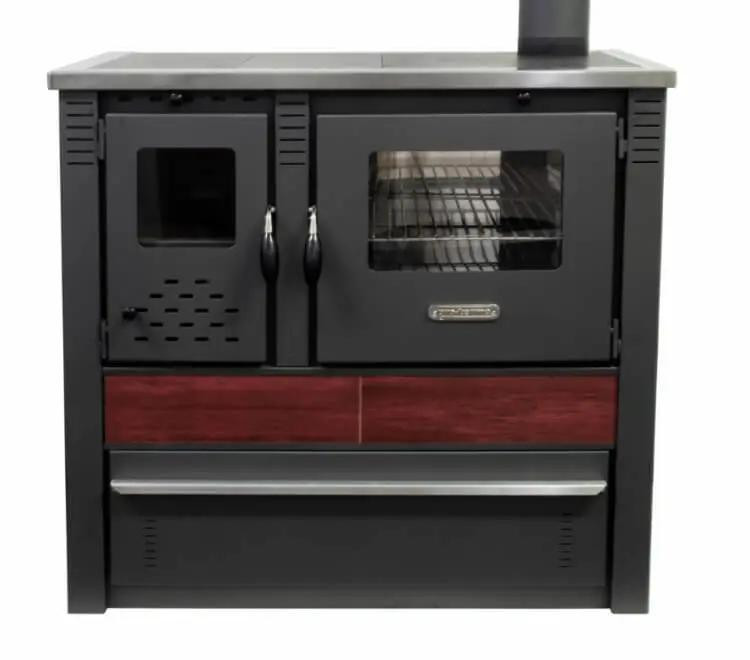 Піч-кухня на дровах Pro-Thermo Panonia червона з духовкою та варильною поверхнею 10 кВт до 80 м2 опалювально-варильна піч Сербія Тернопіль - фото 3
