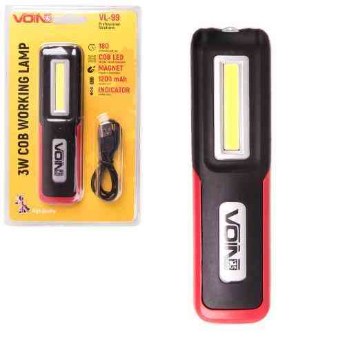 Переносной фонарь VOIN VL-99 с 3W-COB и 3W XPE, аккумулятор 1200mAh, магнит, индикатор заряда Харьков