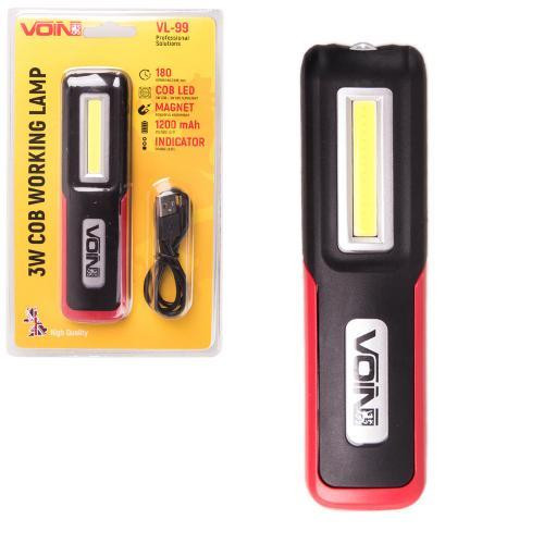 Переносной фонарь VOIN VL-99 с 3W-COB и 3W XPE, аккумулятор 1200mAh, магнит, индикатор заряда Харьков - изображение 1