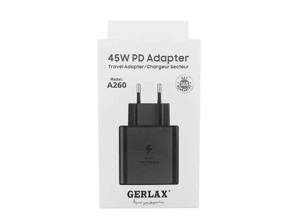 Сетевое зарядное устройство PD Type-C A260 3A/PD45W черное ТМ GERLAX Киев - изображение 1