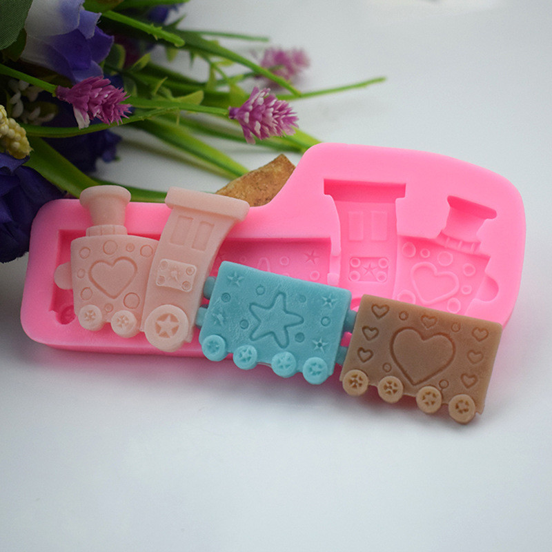 Молд силиконовый Паровоз 138 на 60 мм розовый Киев - изображение 3