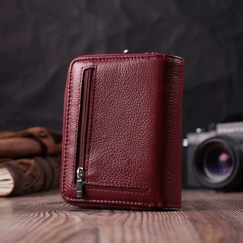 Жіночий гаманець середнього розміру з натуральної шкіри ST Leather 22551 Бордовий Київ - фото 10