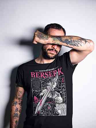 Футболка для хлопчика з аніме принтом Берсерк Гутс Аніме Хоррор оверсайз (зріст від 165 до 180) Чорний AnimeJ0416m Дніпро